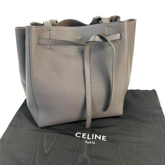 Celine Gray Soft Grained Calfskin Belt Cabas Phantom Shoulder Bag - Picture 1 of 10